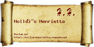 Hollós Henrietta névjegykártya